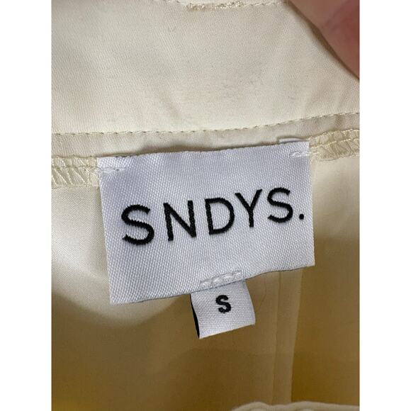 SNDYS Roma Pants Trouser Satin Wide Leg High Rise Minimalist Classy Ivory Size S - Picture 5 of 8